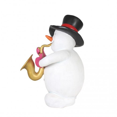 Snowman Playing Saxophone Life Size Statue