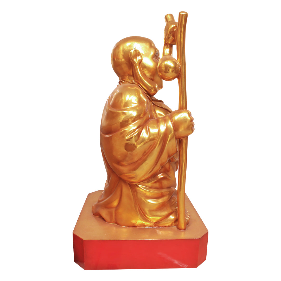 Buddha On Base Laughing Life Size Statue