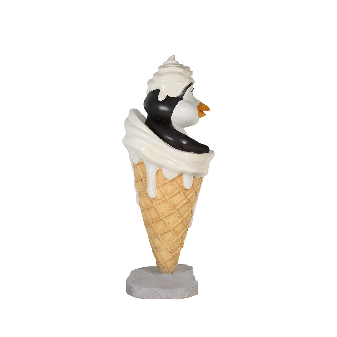 Comic Penguin In Ice Cream Life Size Statue