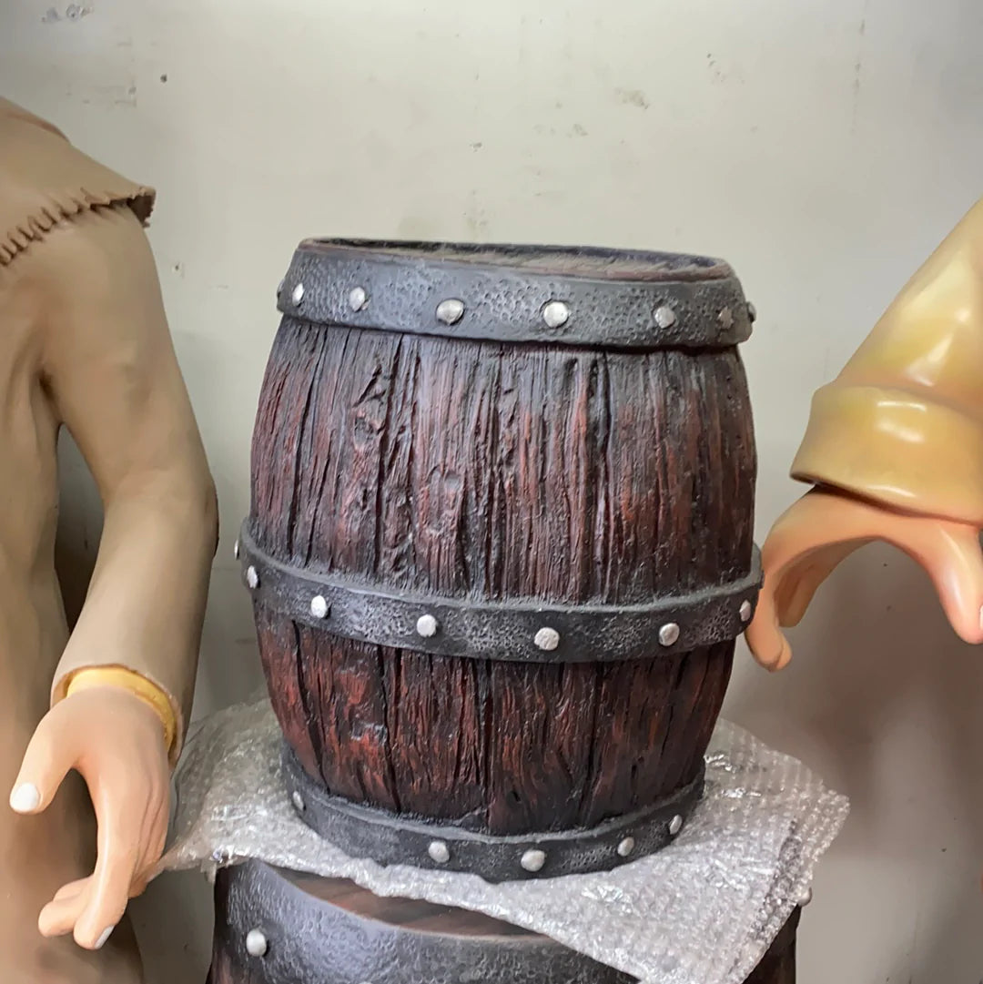 Small Rustic Barrel Life Size Statue - LM Treasures Life Size Statues & Prop Rental