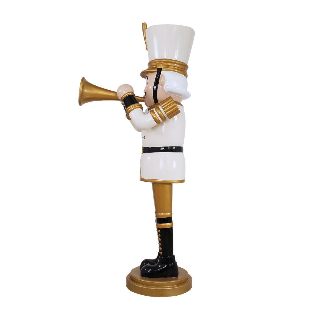 Nutcracker Trumpet White/Gold Life Size Statue
