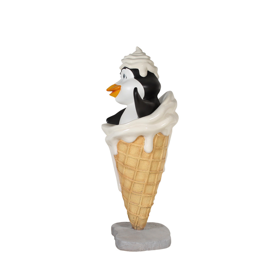 Comic Penguin In Ice Cream Life Size Statue