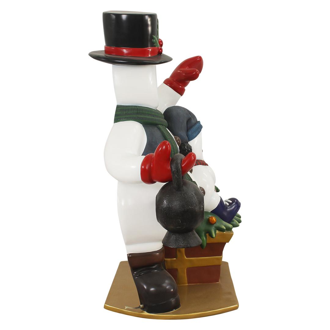Snowman With Child Photo Op Statue