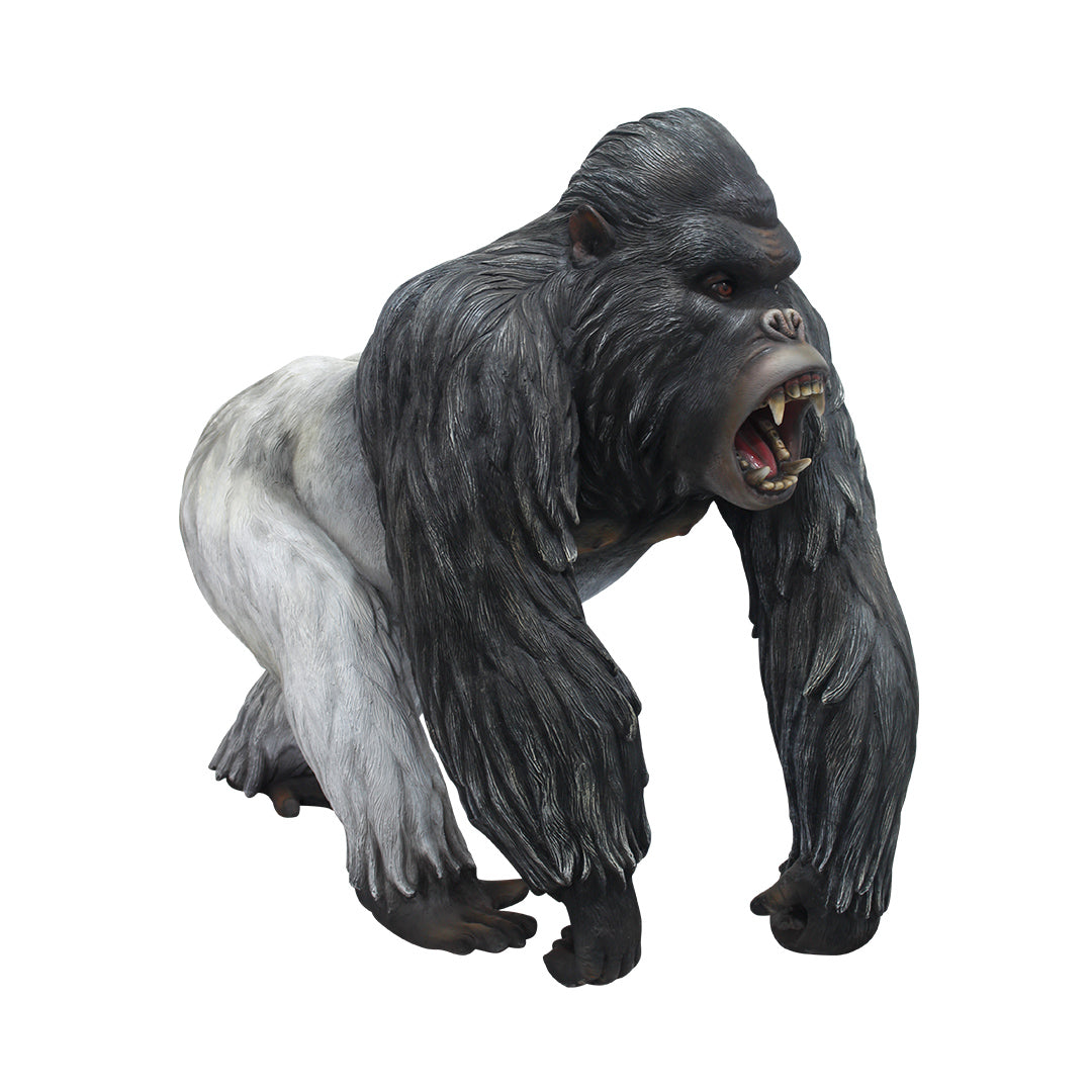 Silverback Gorilla Yelling Life Size Statue