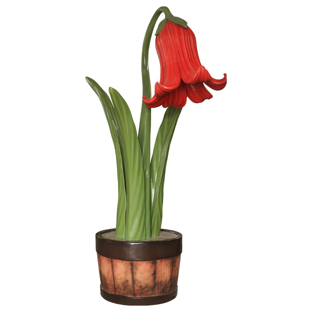 Flower In Barrel Vase Over Sized Statue