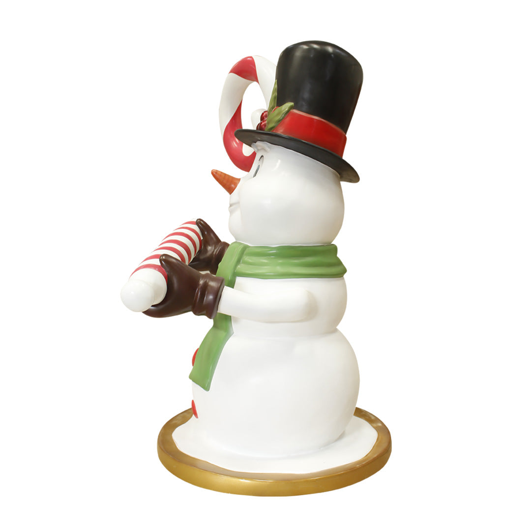 Snowman Candy Cane Over Sized Statue