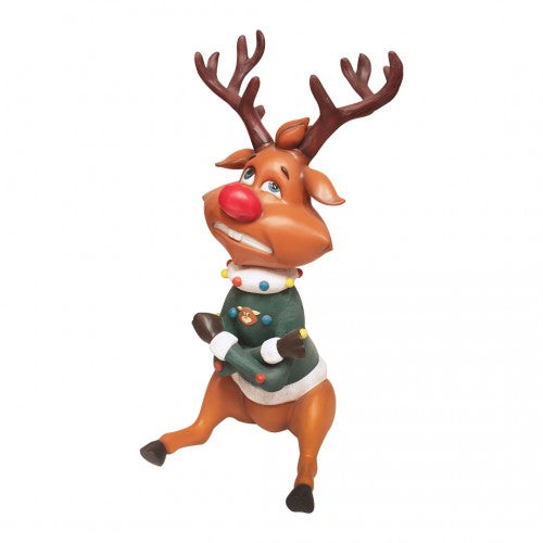 Reindeer Rudolph In Sweater Life Size Statue