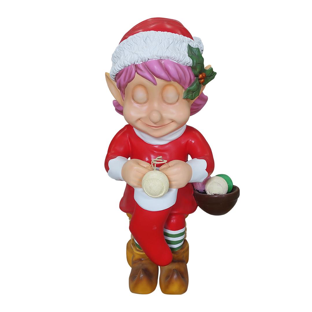 Elf Girl Knitting Life Size Statue