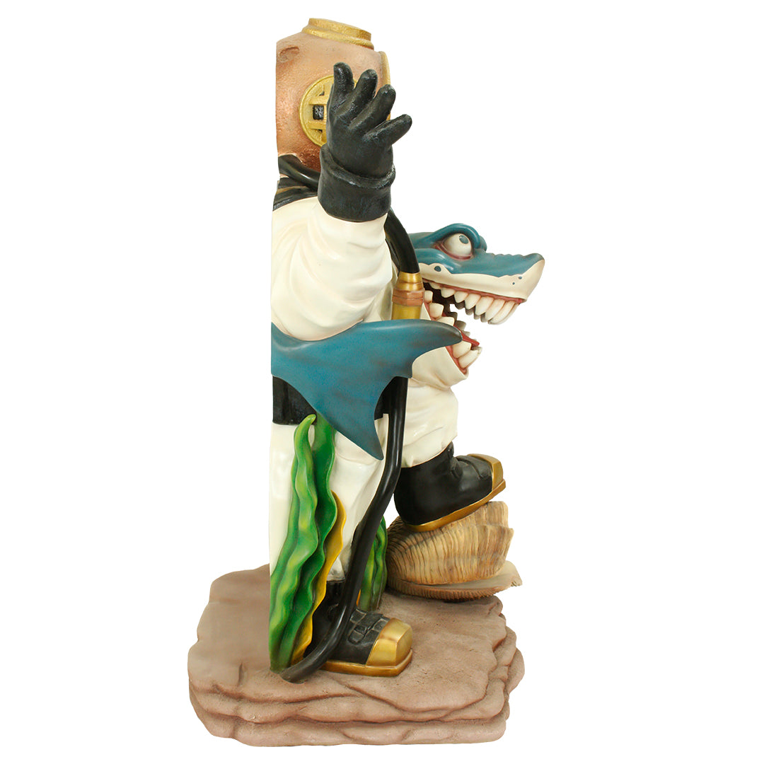 Diver With Shark Photo Op Statue