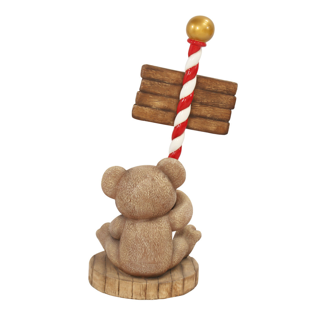 Teddy Bear With Holiday Sign Over Sized Statue