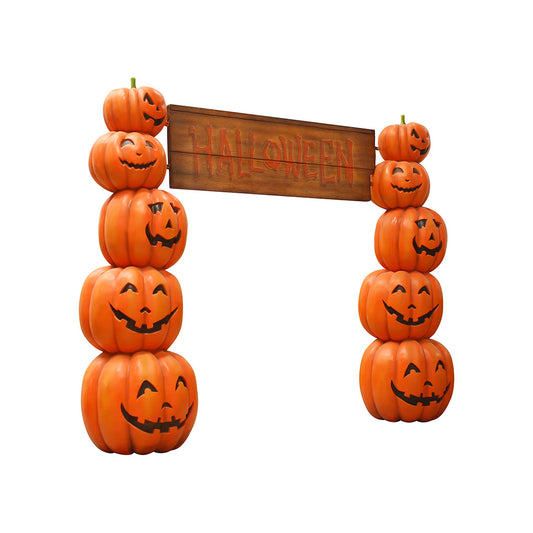 Stacked Pumpkin Halloween Archway Statue