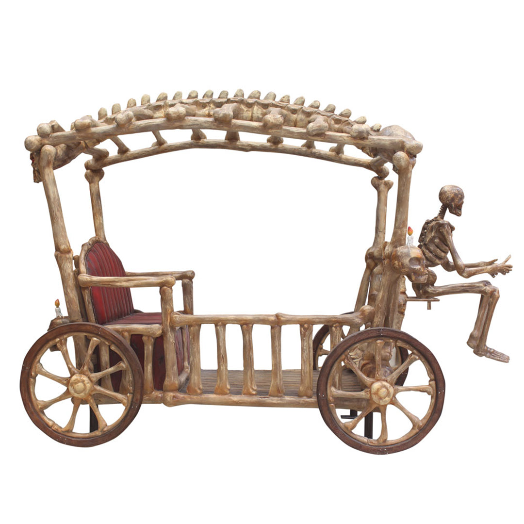 Skeleton Carriage 2 Seater Photo Op Statue