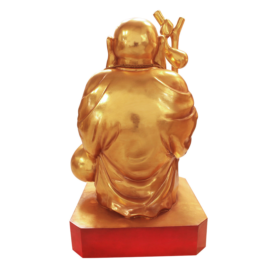 Buddha On Base Laughing Life Size Statue
