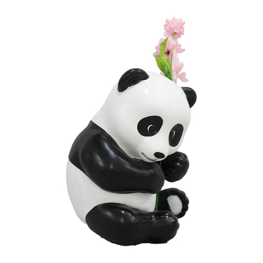 Panda Bear Cub Holding Flowers Life Size Statue