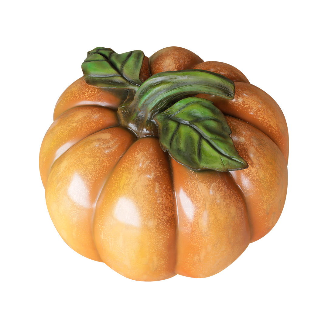 Pumpkin With Leaves Over Sized Statue