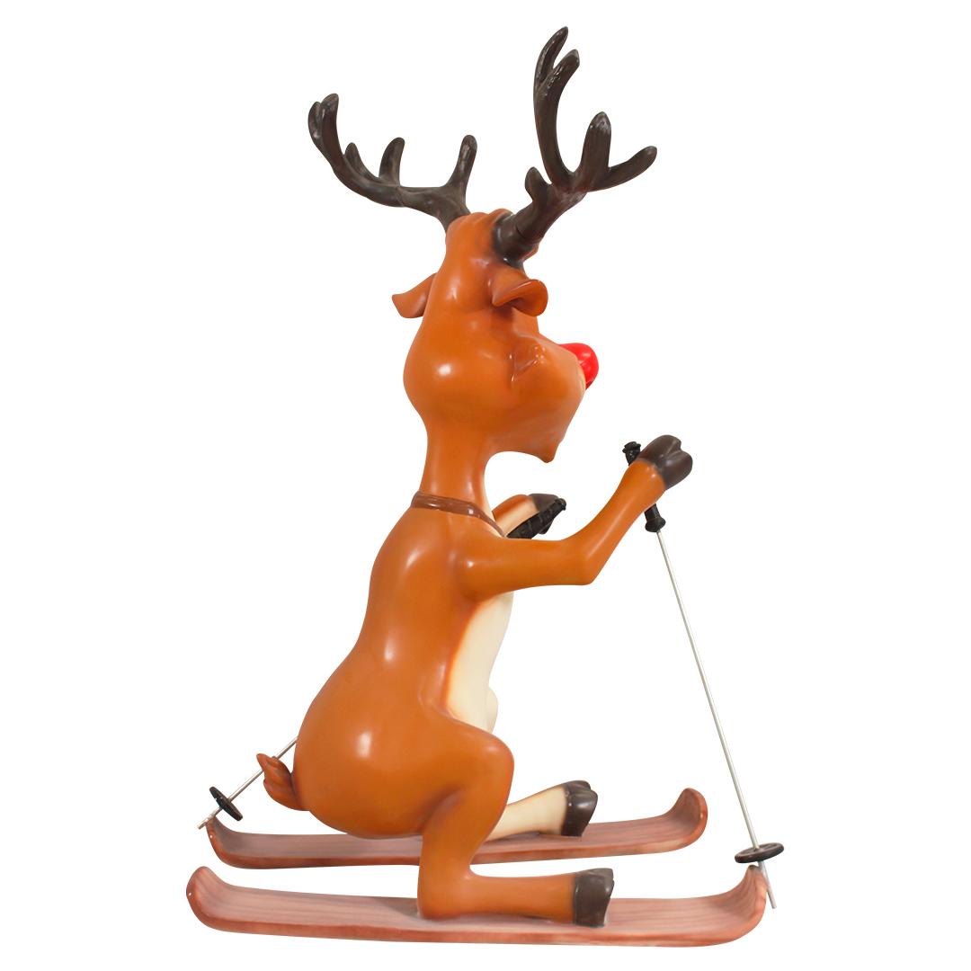 Reindeer Rudolph Skiing Life Size Statue