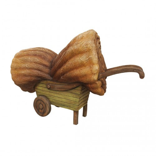 Wheel Barrow With Hay Over Sized Statue