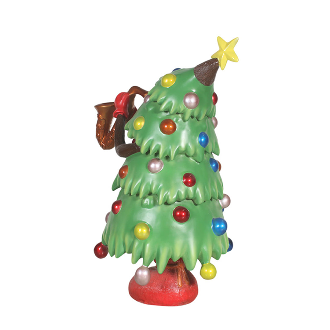 Christmas Tree Playing Saxophone Over Sized Statue