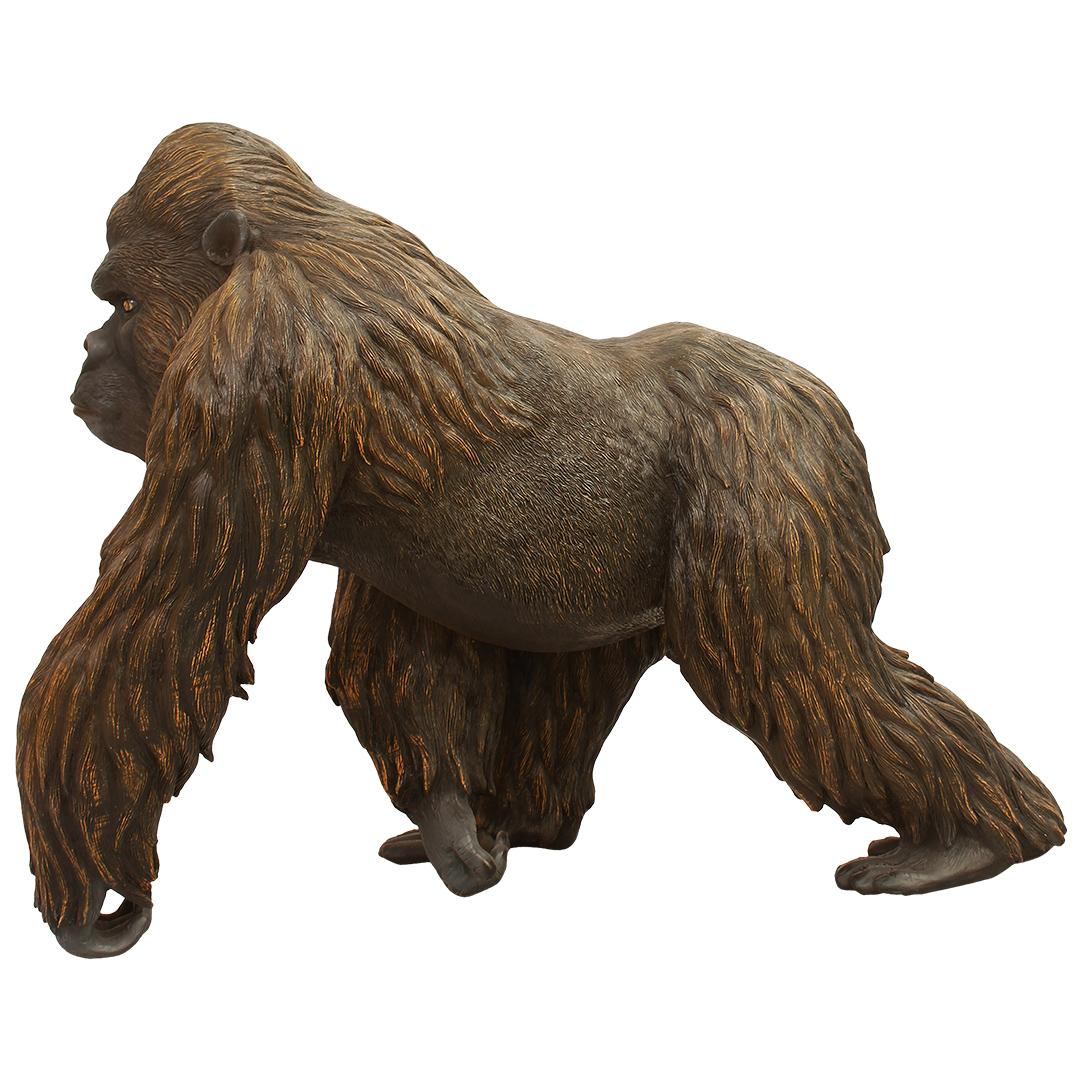 Brown Gorilla Walking Life Size Statue