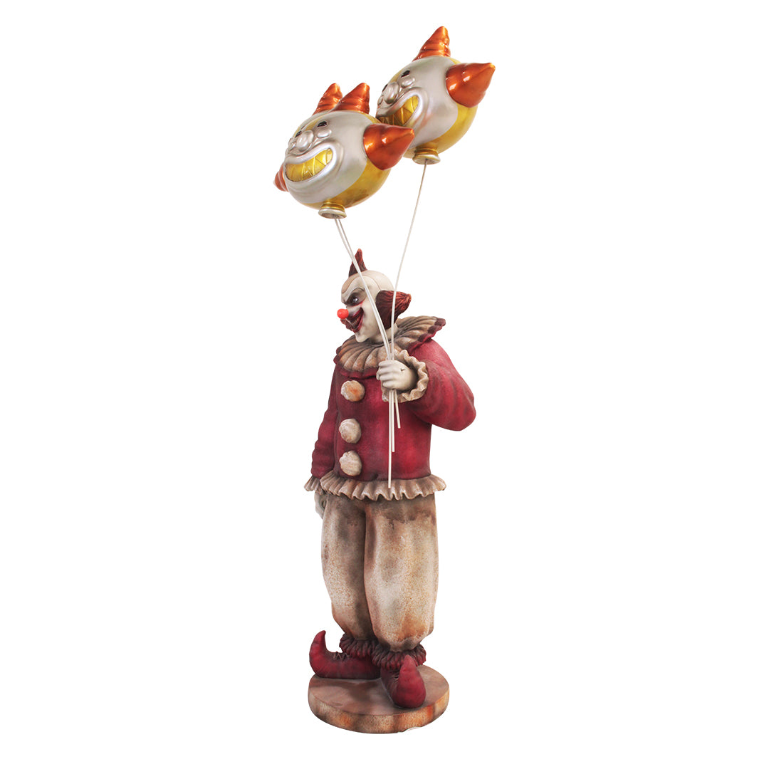 Scary Clown Holding Balloons Life Size Statue