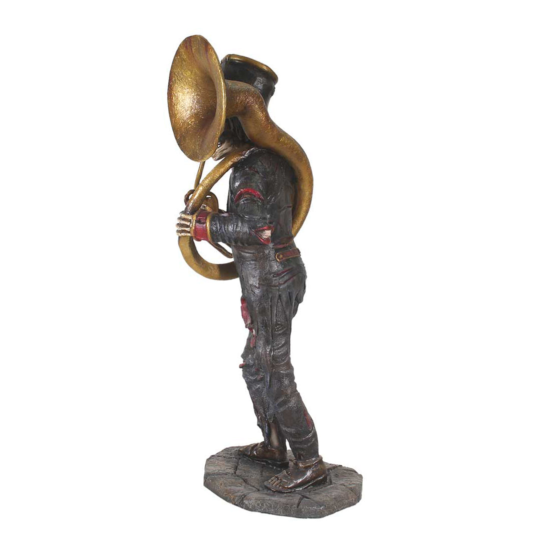 Skeleton Undead Horn Player Life Size Statue