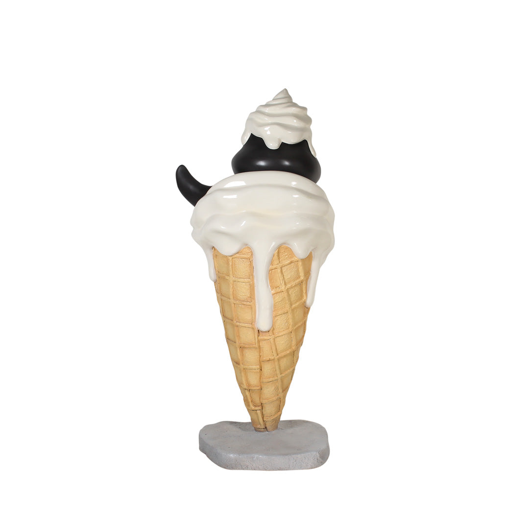Comic Penguin In Ice Cream Life Size Statue