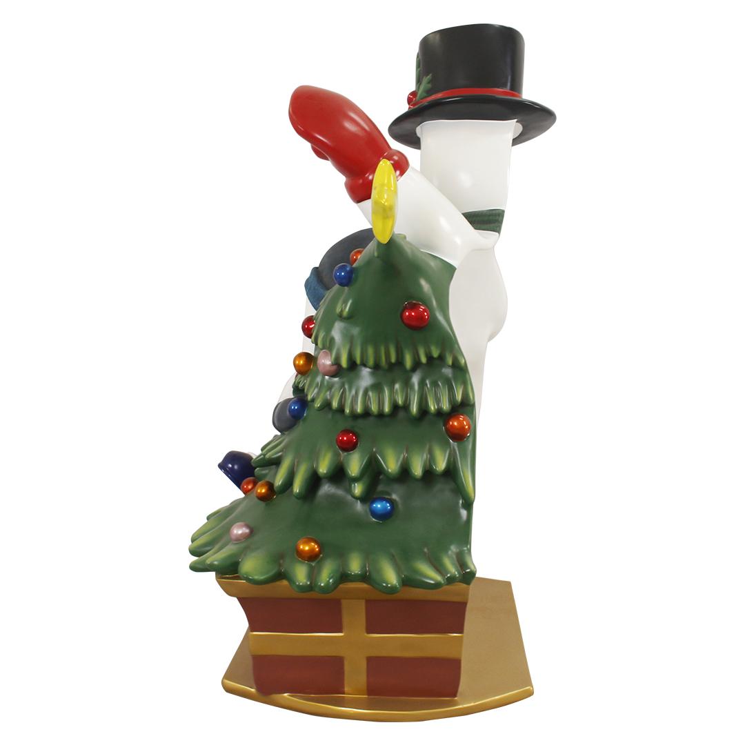 Snowman With Child Photo Op Statue