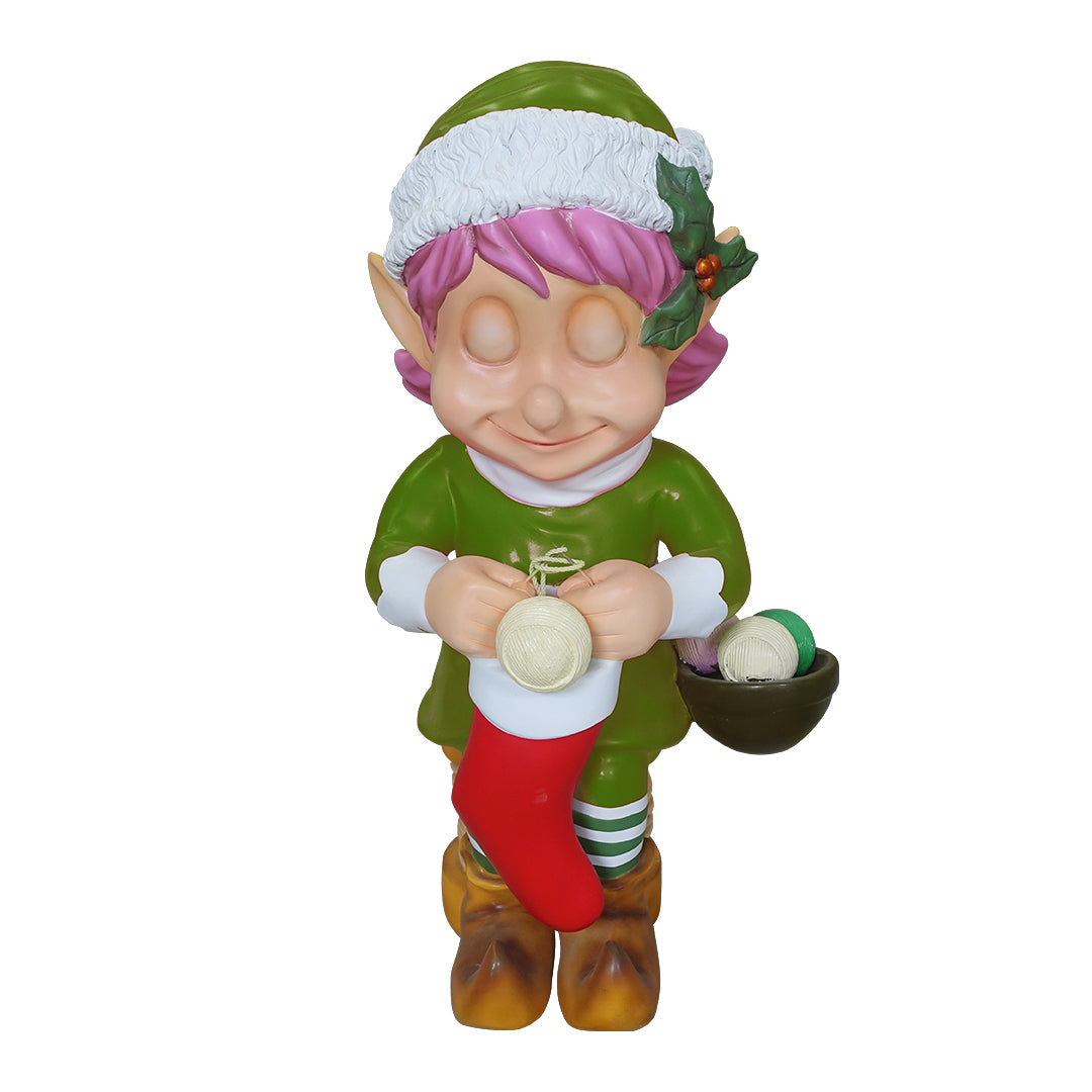 Elf Girl Knitting Life Size Statue
