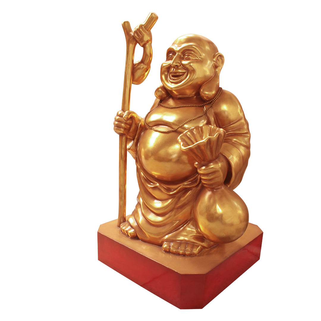 Buddha On Base Laughing Life Size Statue