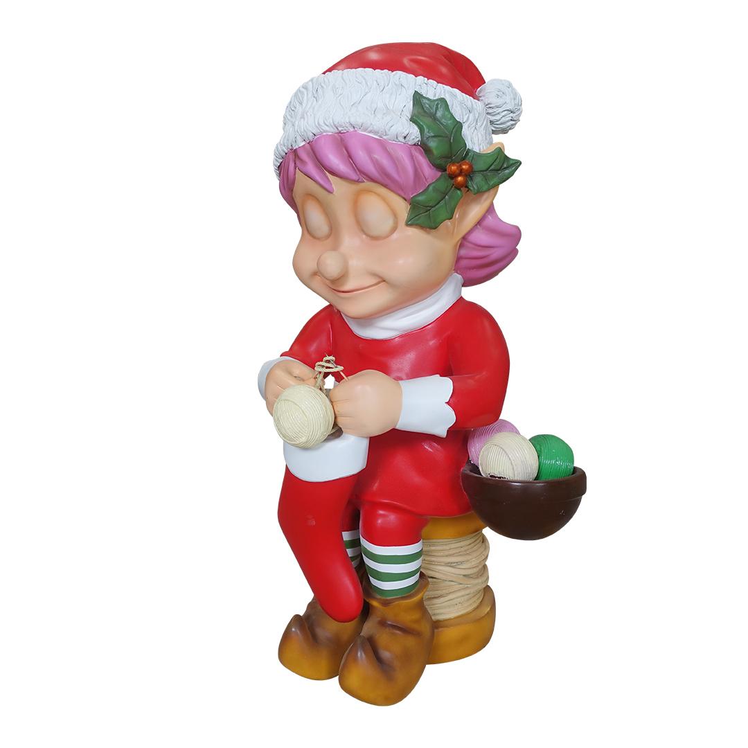 Elf Girl Knitting Life Size Statue