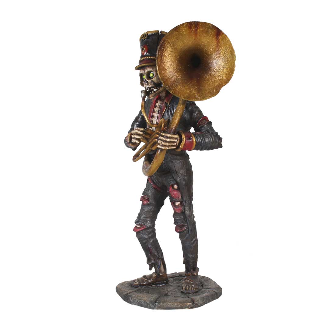 Skeleton Undead Horn Player Life Size Statue