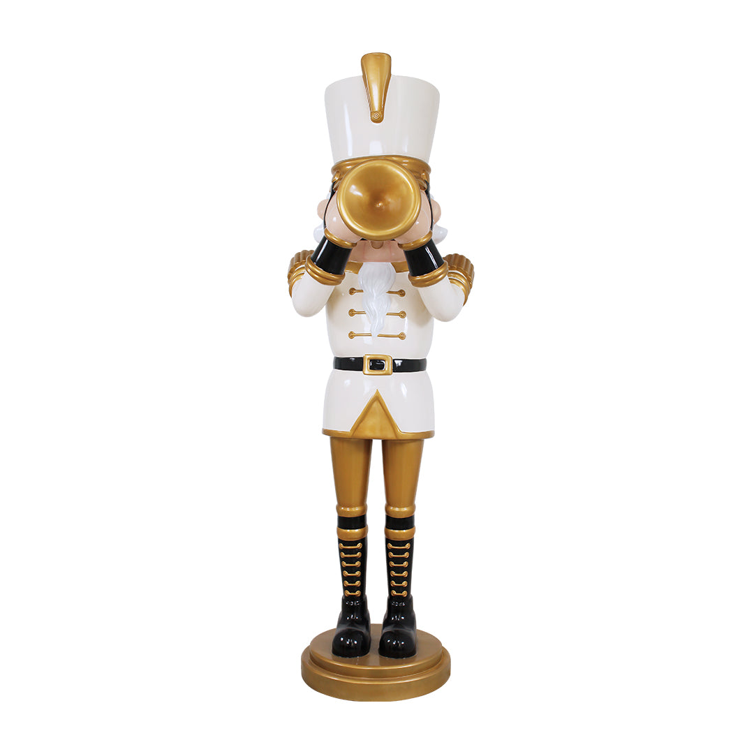 Nutcracker Trumpet White/Gold Life Size Statue