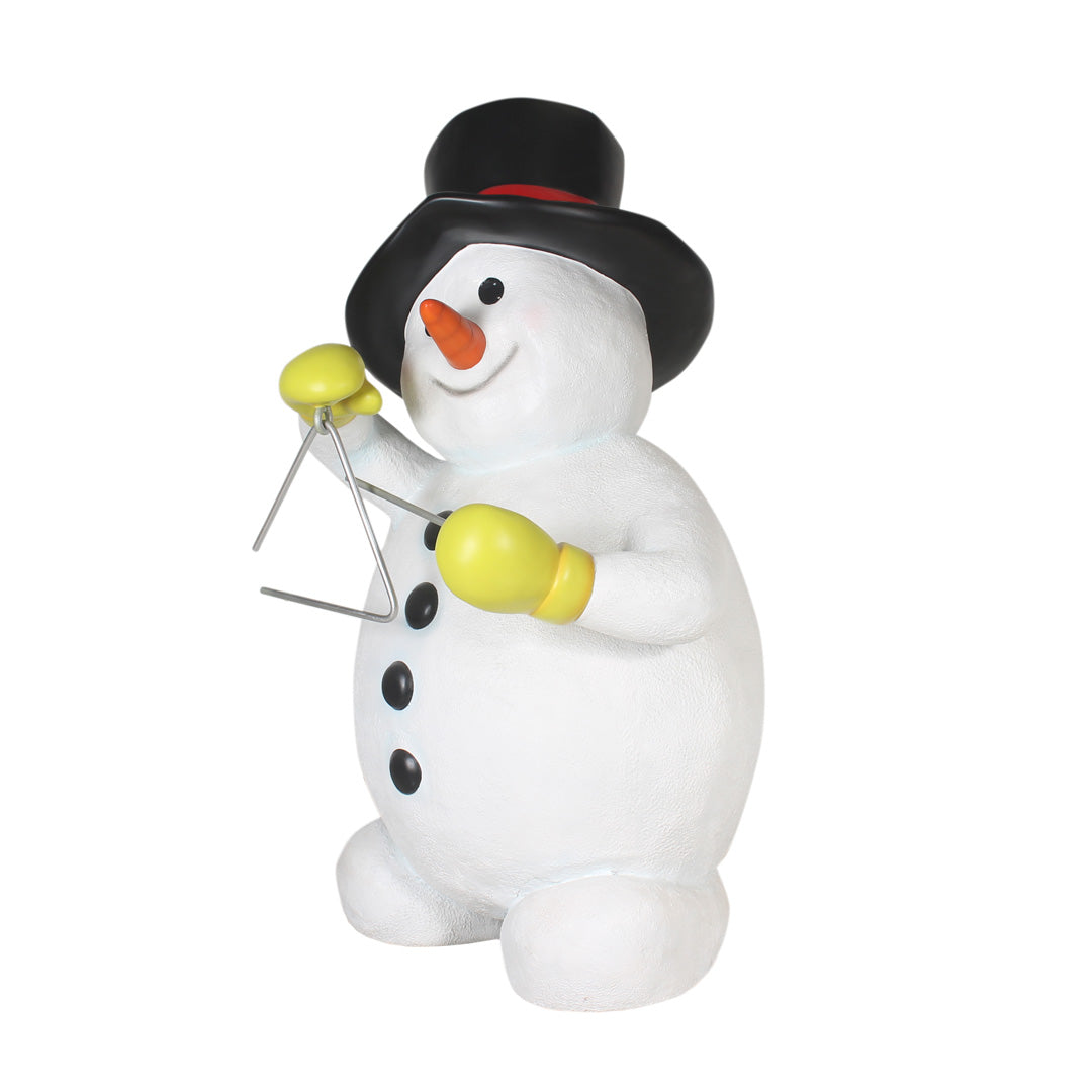 Snowman Playing Triangle Life Size Statue