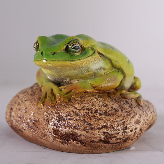 Frog on Rock Life Size Statue