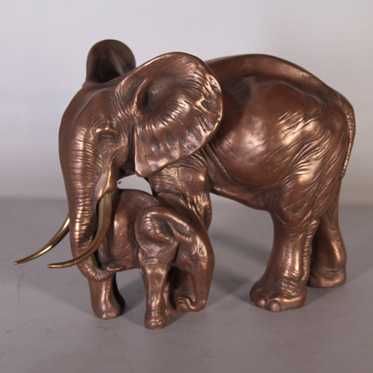 Mother and Baby Elephant Life Size Statue