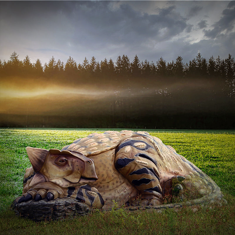 Sleeping Ankylosaurus Dinosaur Life Size Statue