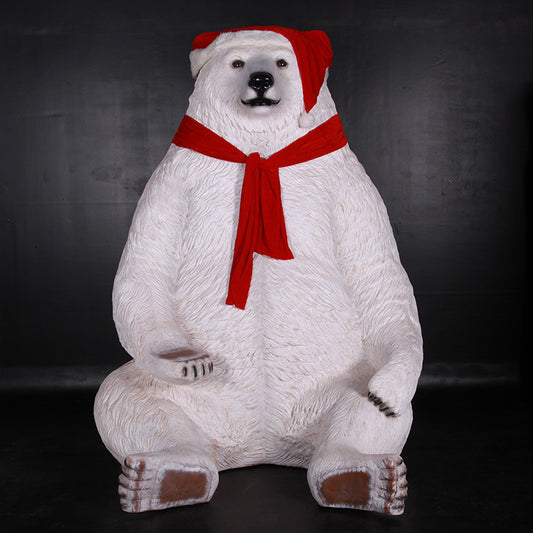 Jumbo Sitting Christmas Bear Life Size Statue