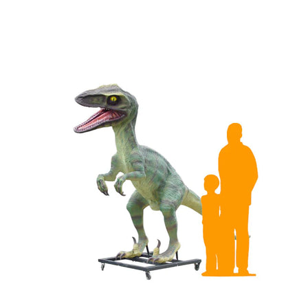 Green Raptor Dinosaur Life Size Statue