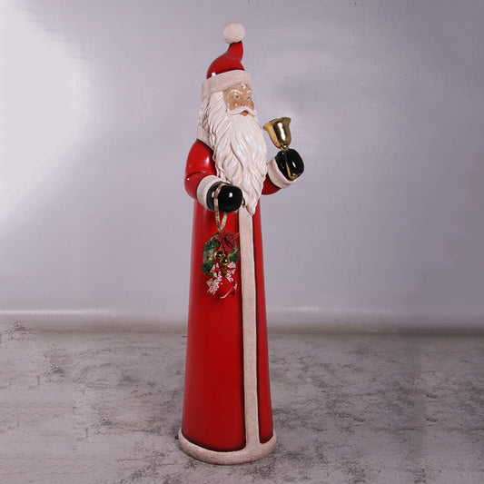 Skinny Santa w/ Bell & Wreath Life Size Statue
