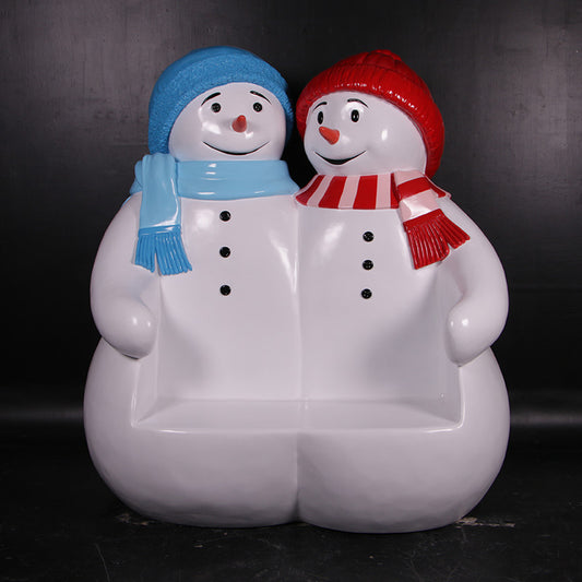 Snowmen Seat Life Size Statue