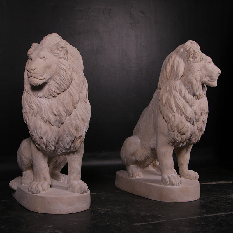 Sitting Lions Set of 2 Life Size Statues