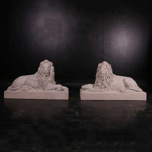 Resting Lions Set of 2 Life Size Statues