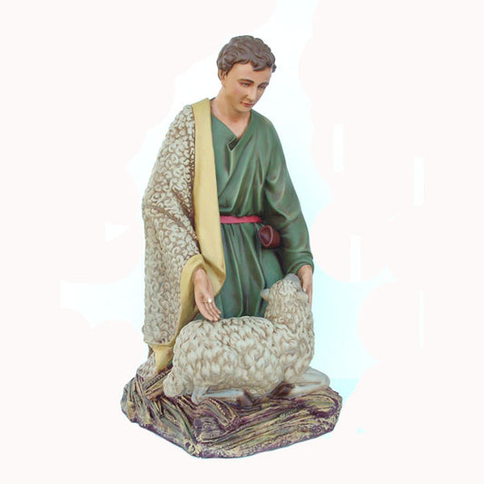 Boy Shepherd with Sheep for Nativity Life Size Statue