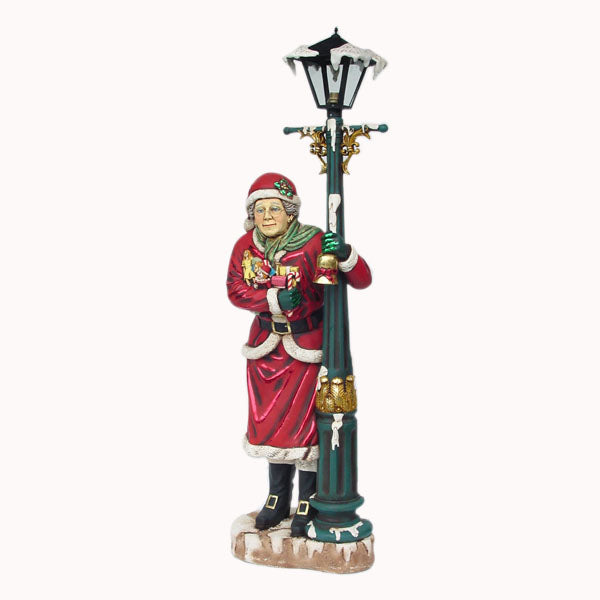 Mrs Santa with Lamp Post Life Size Statue