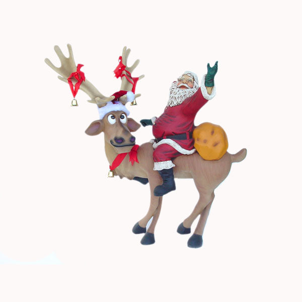 Funny Reindeer Standing with Santa Claus