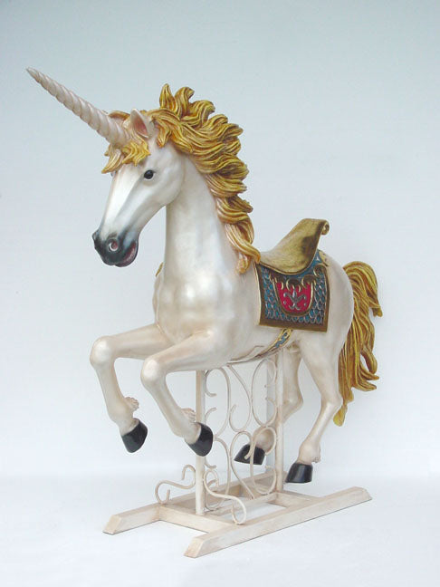 Unicorn with Metal Base Life Size Statue