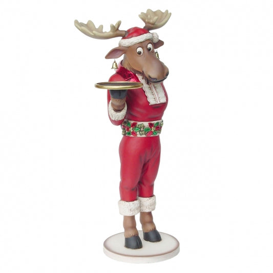Funny Christmas Moose Butler Life Size Statue