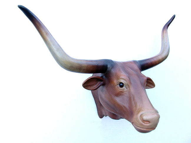 Long Horn Bull Head Life Size Statue