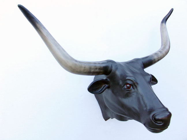 Long Horn Bull Head Life Size Statue