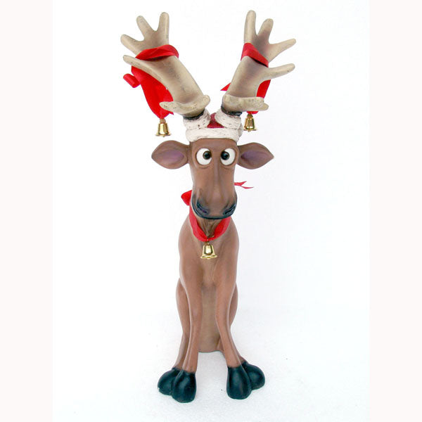 Funny Reindeer Sitting Mini Life Size Statue